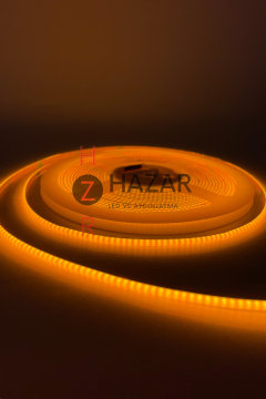 12 Volt 3MM 400 Ledli İnce Esnek Cob Şerit Led Amber (Sarı) IP20 5 Metre