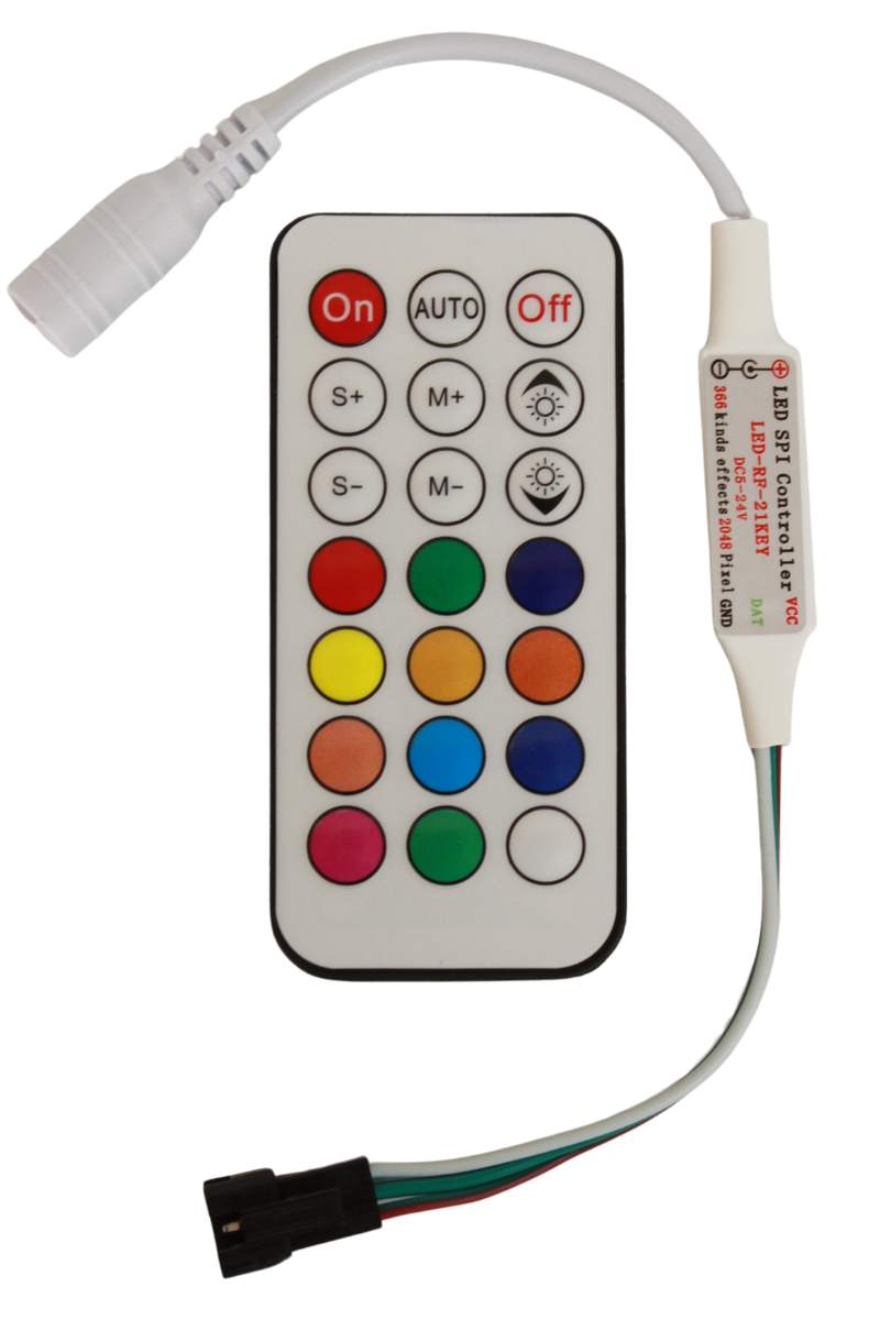 SP104E WS2811-WS2812 ARGB Pixel Led Kontrol Devresi 21 Tuşlu RF Kumanda 5-24V