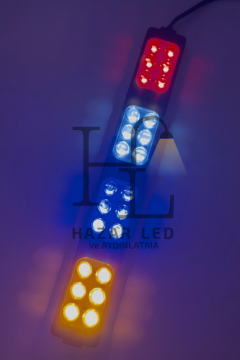 12 Volt 24 Ledli 24 Watt 4 Renkli Kırmızı-Mavi-Amber-Beyaz Animasyonlu Çakar Modül Led (5 Adet)