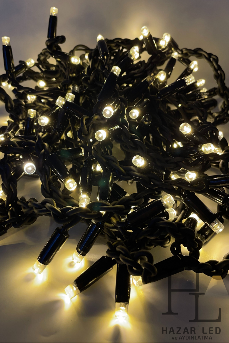 2.5 Metre Saçak Led Gün Işığı Beyaz Flaşlı 152 Ledli 24 Saçaklı Eklenebilir IP65 Dış Mekan Siyah Kablolu Dekoratif Led Işık Yılbaşı Süsü