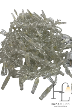 2.5 Metre Saçak Led Gün Işığı Beyaz Flaşlı 152 Ledli 24 Saçaklı Eklenebilir IP65 Dış Mekan Şeffaf Kablolu Dekoratif Led Işık Yılbaşı Süsü