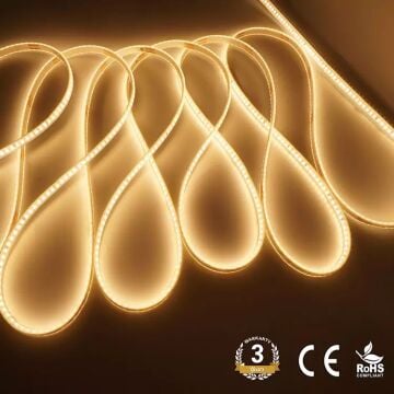 220 Volt Dim Edilebilir Şerit Led 10 Cm De Kesilebilir M/120 Led Amber (Sarı) 5M İP65