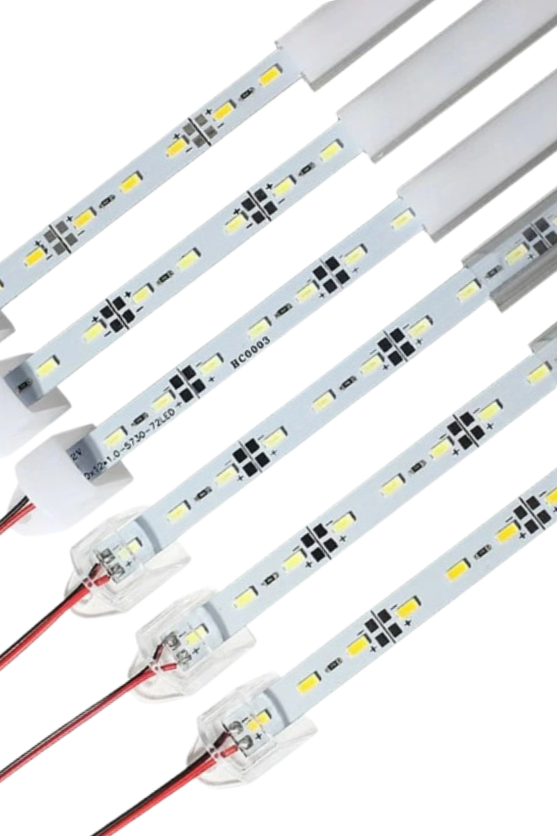 12 Volt Alüminyum Kasalı 5730 Ledli Çubuk Led Bar Soğuk Beyaz 10000-15000K Şeffaf Cam