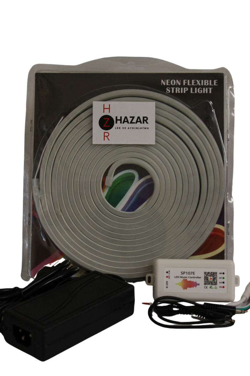 12 Volt 6X12MM RGB Pixel Neon Şerit Led Set SP107E Kumandalı WS2811 Magic Neon 5M