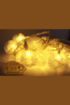 Led Işıklı Ponpon Kar Tanesi Gün Işığı Eklenebilir Fonksiyonlu Dekoratif Aydınlatma Yılbaşı Süsü 5M