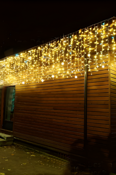 2M Saçak Led 144 Ledli 16 Saçaklı Eklenebilir IP65 Dış Mekan Gün Işığı Beyaz Flaşlı Led Işık Yılbaşı Süsü Ev Süsleme