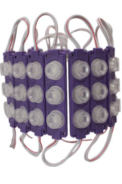 12 Volt 3’lü Lensli 3 Watt 3030 Reklamcı Modül Led Mor (10 Adet)