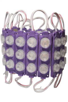 12 Volt 3’lü Lensli 3 Watt 3030 Reklamcı Modül Led Mor (10 Adet)