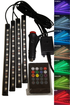 12 Ledli Ayak Altı Led Lamba Kumandalı Araç İçi Aydınlatma Sese Ve Müziğe Duyarlı Led Işık RGB
