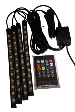 12 Ledli Ayak Altı Led Lamba Kumandalı Araç İçi Aydınlatma Sese Ve Müziğe Duyarlı Led Işık RGB