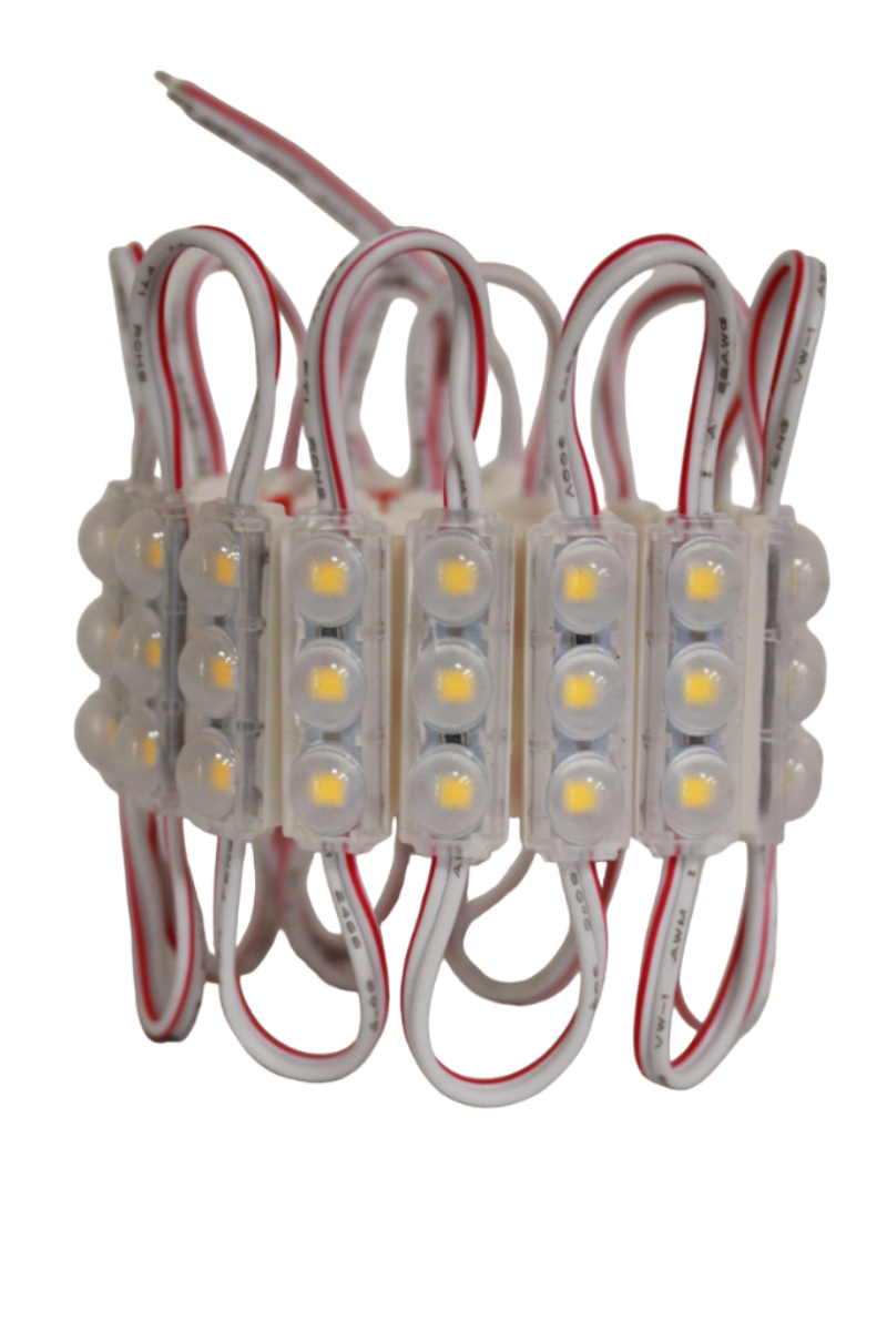 12 Volt 0,48 Watt 3'lü Mercekli Mini Modül Led Gün Işığı 3000K Dış Mekan IP67 (10 Adet)
