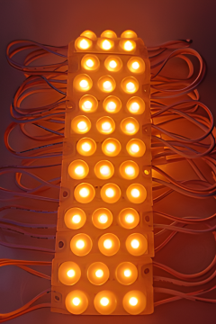 12 Volt 0,48 Watt 3'lü Mercekli Mini Modül Led Sarı (Amber) Dış Mekan IP67 (10 Adet)