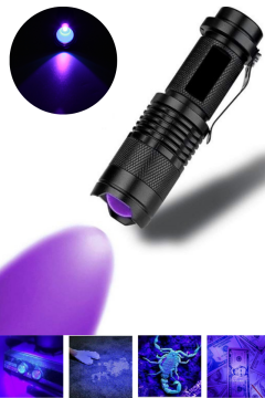 UV Mor Işık El Feneri Zumlu Taşınabilir Ultraviyole Fener Para Bakteri Kontrol Dedektörü
