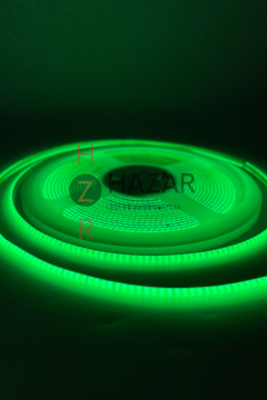 12 Volt 3MM 400 Ledli İnce Esnek Cob Şerit Led Yeşil IP20 5 Metre