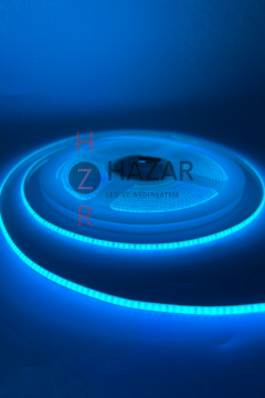 12 Volt 3MM 400 Ledli İnce Esnek Cob Şerit Led Turkuaz IP20 5 Metre