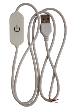 100 cm 2 Amper Touch Dokunmatik Açık Uçlu Dimmer On/Off Switch'li Beyaz USB Erkek Kablo