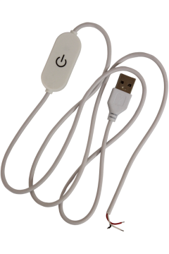 100 cm 2 Amper Touch Dokunmatik Açık Uçlu Dimmer On/Off Switch'li Beyaz USB Erkek Kablo