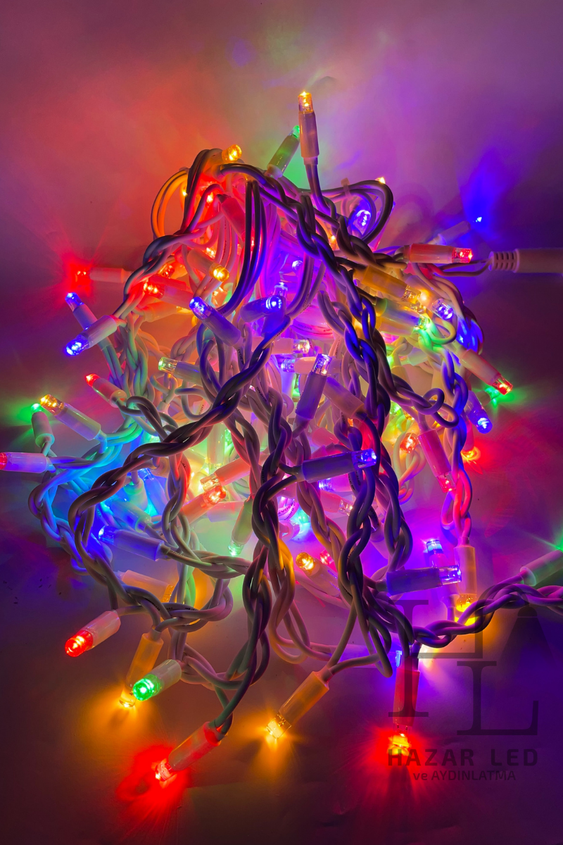 10 Metre RGB İp Led Yılbaşı Süsü IP65 Dış Mekan Eklenebilir Beyaz Kablolu Dekoratif Led Işık