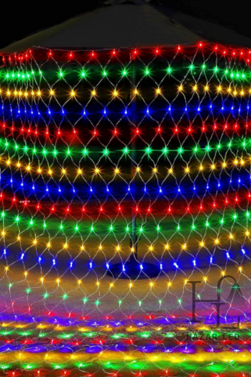 Ağ Led Işık 3x3 File Ağ Perde Led Işık RGB Animasyonlu Eklemeli Örümcek Ağı Işığı Yılbaşı Süsü