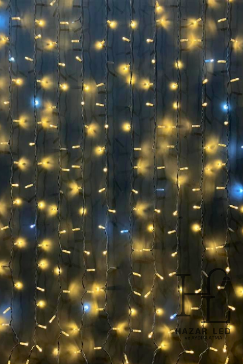 2X2 Metre Perde Led Işık 400 Ledli Eklenebilir IP65 Dış Mekan Gün Işığı Beyaz Flaşlı Dekoratif Led Işık Yılbaşı Süsü