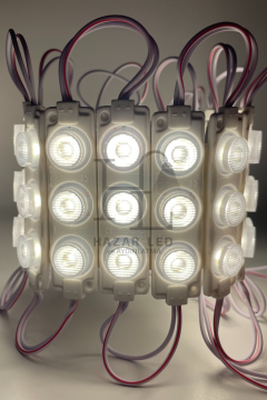 12 Volt 3’lü Lensli 3 Watt 3030 Reklamcı Modül Led Natural Beyaz 4000K (10 Adet)