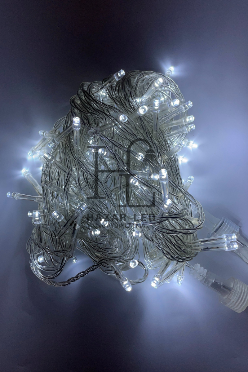 10 Metre Beyaz İçinde Beyaz Flaşlı İp Led Eklenebilir IP20 İç Mekan Dekoratif Led Işık Yılbaşı Süsü