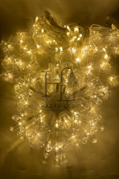 3M Kar Tanesi Yıldız Perde Led Işık Gün Işığı 8 Fonksiyonlu Eklenebilir Dekoratif Led Işık Yılbaşı Süsü