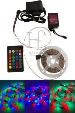 12 Volt 5 Metre 3528 Tek Çipli RGB İç Mekan IP20 Şerit Led Set