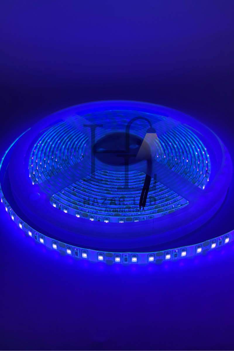 12 Volt UV (Ultraviyole) Şerit Led 2835 SMD Metrede 120 Led Black Light 5 Metre