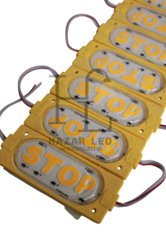 12 Volt 6 Watt Sarı (Amber) Stop Yazılı Animasyonlu Çakar Modül Led (5 Adet)