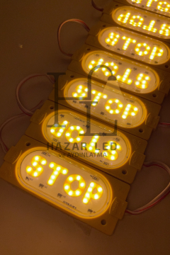 12 Volt 6 Watt Sarı (Amber) Stop Yazılı Animasyonlu Çakar Modül Led (5 Adet)