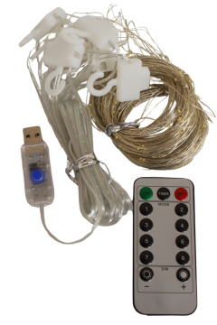 5 Volt 3X3 Metre Perde Led Işık 300 Ledli 8 Fonksiyonlu Dekoratif Led Işık Yılbaşı Süsü