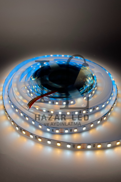 12 Volt 2835 SMD 120 Ledli Tunable Çift Renkli Şerit Led CCT IP20 İç Mekan 5 Metre