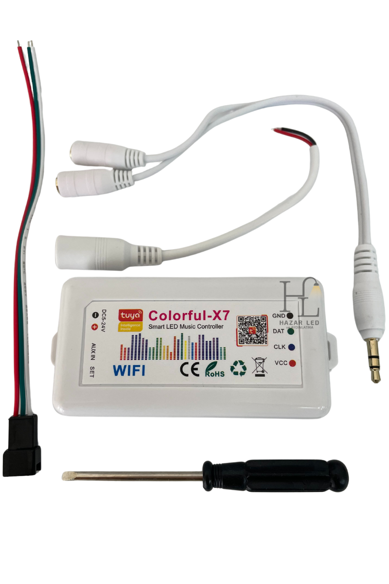 Tuya Destekli Wifi Kontrollü Adreslenebilir Pixel Şerit Led Kontrol Cihazı Müzik Modlu 5-24V