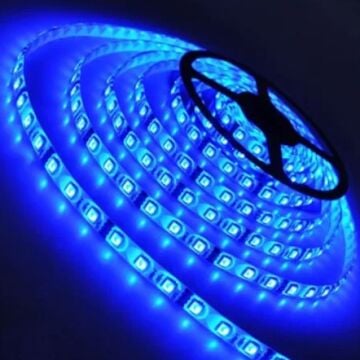 12 Volt 3 Çipli 5050 Dış Mekan IP65 Mavi Şerit Led M/60 Led 5 Metre