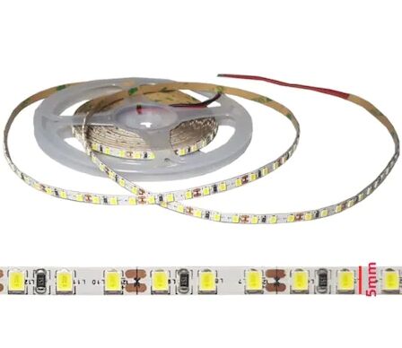 12 Volt 5 Metre 5 MM 120 Ledli 2835 Gün Işığı Şerit Led (İnce Pcb’li)