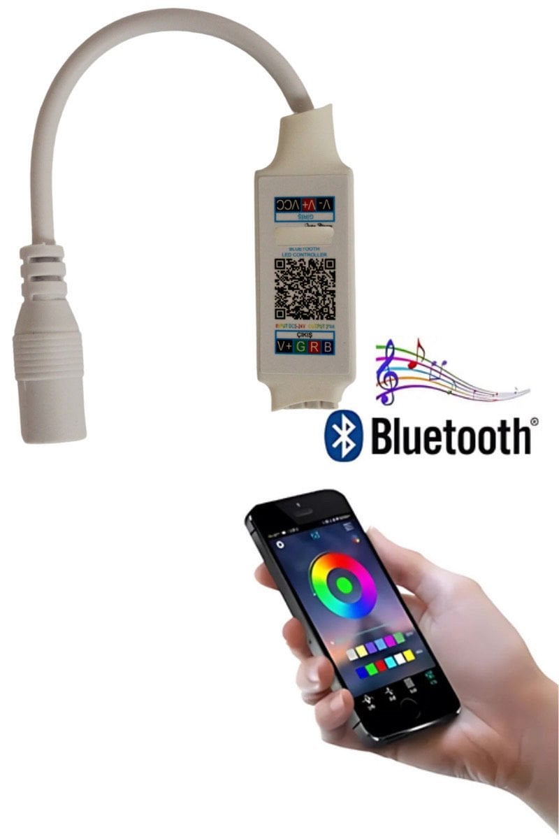 Bluetooth Cep Telefonundan RGB Şerit Led Kontrol 5-24 Volt 6 Amper