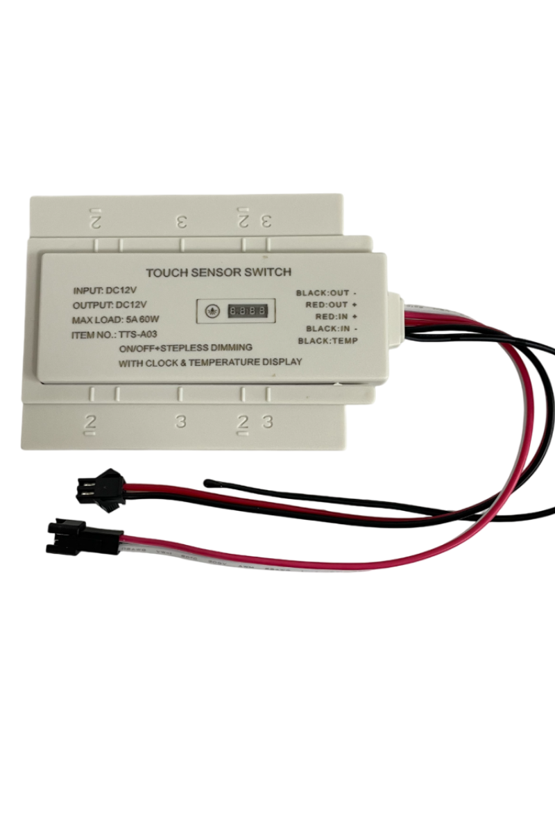 12 Volt Dokunmatik (Touch) Ayna Arkası Sensör Saat Termometre