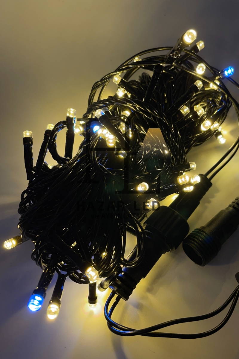 10 Metre Gün Işığı Beyaz Flaş Çakar İp Led Yılbaşı Süsü IP65 Dış Mekan Eklenebilir Siyah Kablolu Dekoratif Led Işık