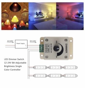 12-24 Volt Manuel Led Dimmer 8 Amper Şerit Led Dimmer