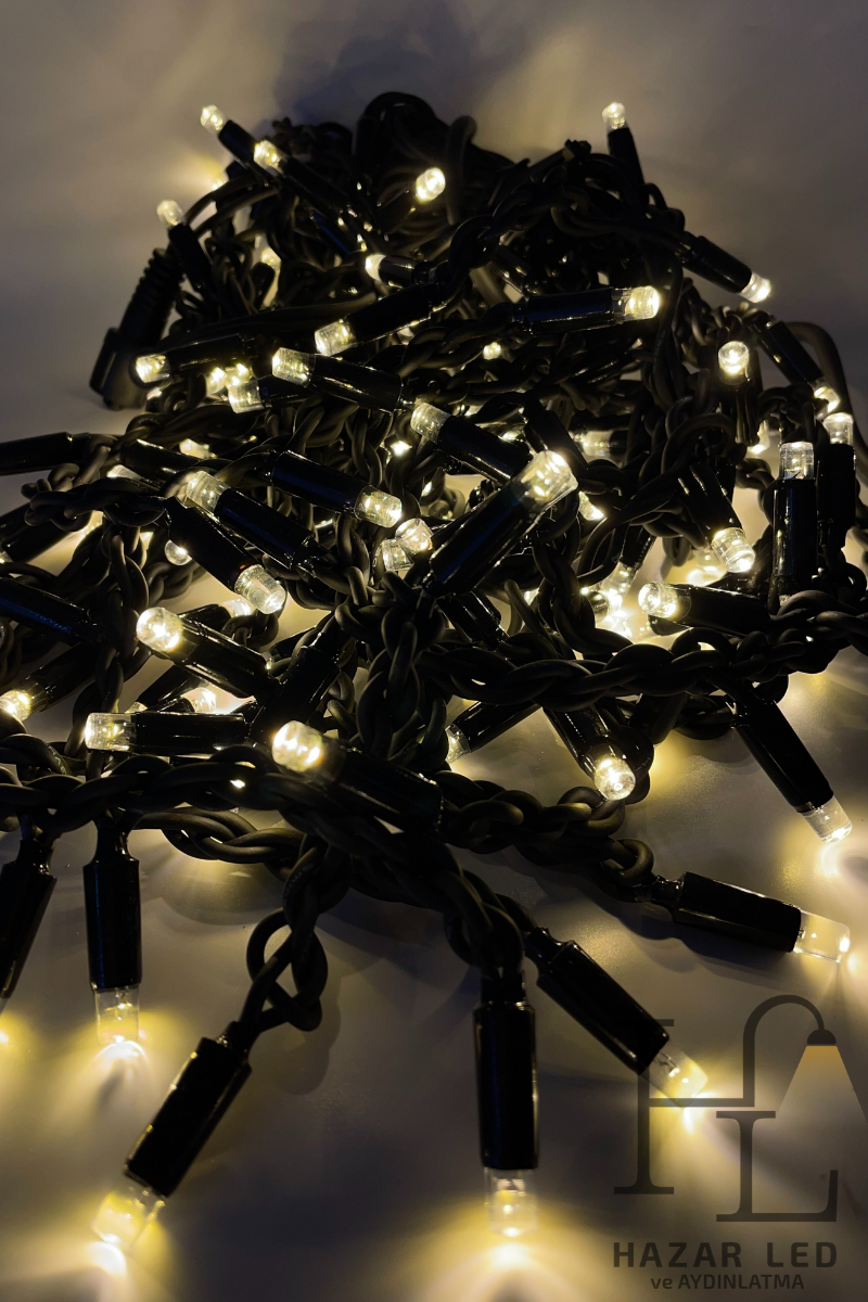 2.5 Metre Saçak Led Gün Işığı 152 Ledli 24 Saçaklı Eklenebilir IP65 Dış Mekan Siyah Kablolu Dekoratif Led Işık Yılbaşı Süsü