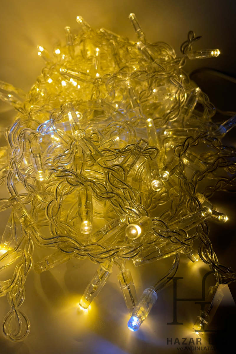 2.5 Metre Saçak Led Gün Işığı Beyaz Flaşlı 152 Ledli 24 Saçaklı Eklenebilir IP65 Dış Mekan Şeffaf Kablolu Dekoratif Led Işık Yılbaşı Süsü