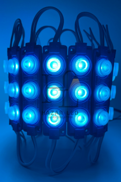 12 Volt 3’lü Lensli 3 Watt 3030 Reklamcı Modül Led Turkuaz (10 Adet)