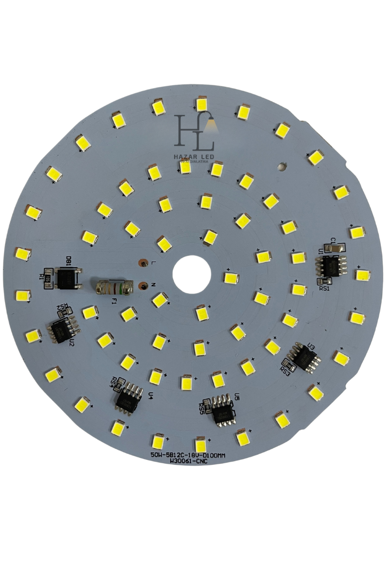 220 Volt 50 Watt SMD 2835 Ledli Hazır Projektör Ledi Beyaz Yuvarlak PCB Avize Ledi