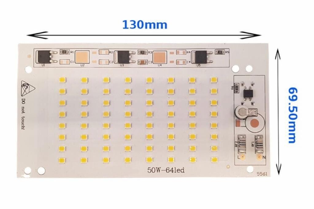 220 Volt 50 Watt SMD 2835 Ledli Hazır Projektör Ledi Beyaz Hazır Projektör PCB