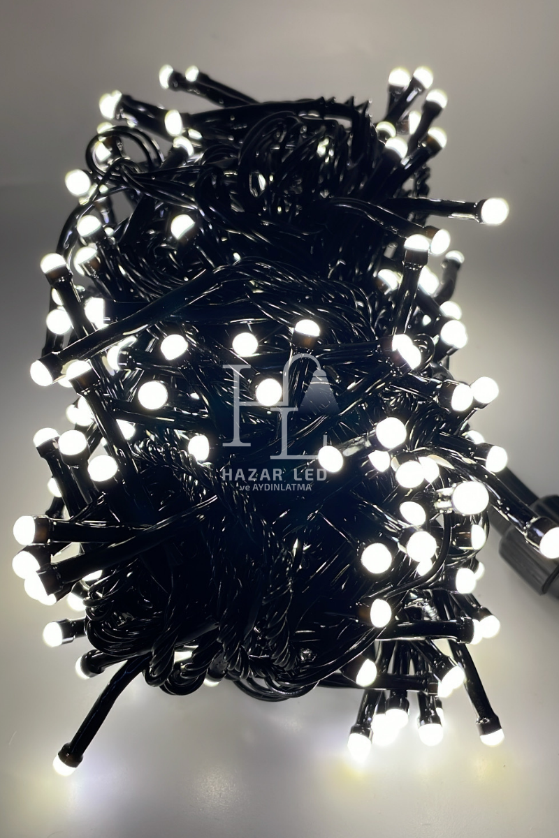 10 Metre Gün Işığı Kirpi Led Siyah Kablolu Jack Eklemeli Dekoratif Led Işık Yılbaşı Süsü