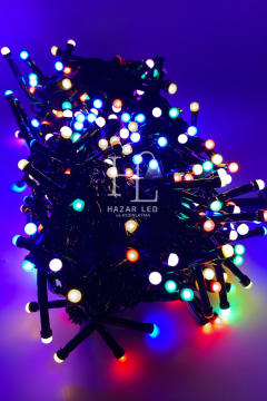 10 Metre RGB Kirpi Led Siyah Kablolu Jack Eklemeli Dekoratif Led Işık Yılbaşı Süsü