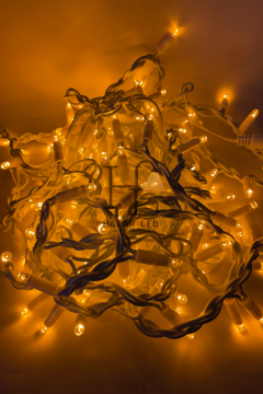 2 Metre Saçak Led 144 Ledli 16 Saçaklı Eklenebilir IP65 Dış Mekan Sarı (Amber) Dekoratif Led Işık Yılbaşı Süsü