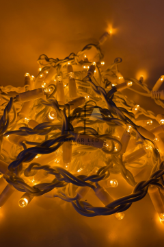 2 Metre Saçak Led 144 Ledli 16 Saçaklı Eklenebilir IP65 Dış Mekan Sarı (Amber) Dekoratif Led Işık Yılbaşı Süsü