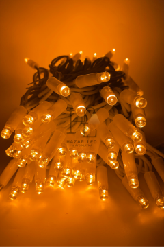 10 Metre Amber (Sarı) İp Led Yılbaşı Süsü IP65 Dış Mekan Eklenebilir Beyaz Kablolu Dekoratif Led Işık